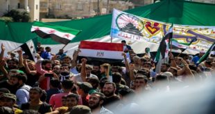 مجموعة من السوريين يرفعون علم مصر