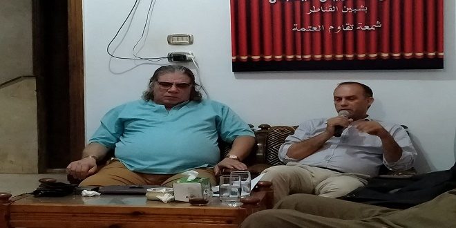 دكتور أمجد العوضي مثتحدثًا بجانب الكاتب محمود الشربيني